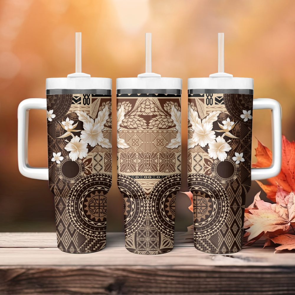 Tropical Hibiscus Flowers Custom Stanley Quencher 40Oz Stainless Steel Tumbler - Image 5