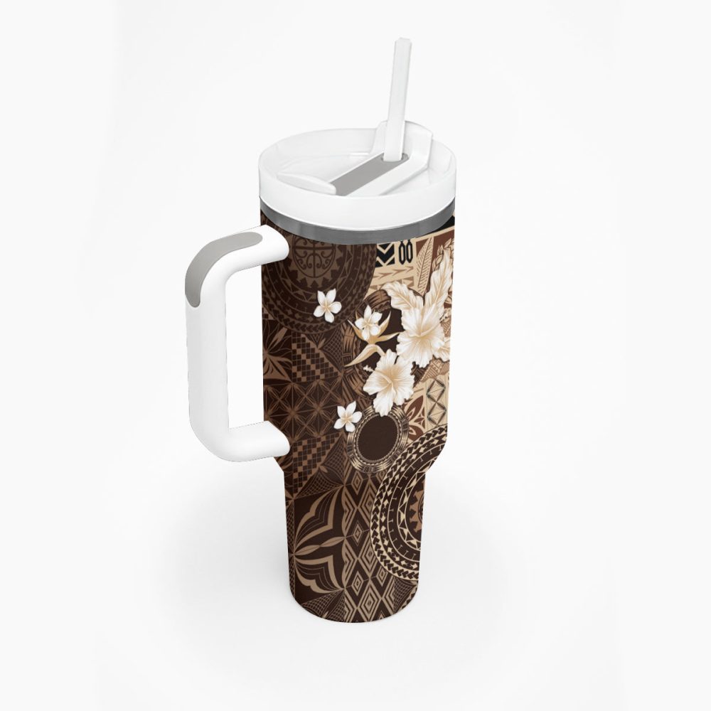Tropical Hibiscus Flowers Custom Stanley Quencher 40Oz Stainless Steel Tumbler - Image 3