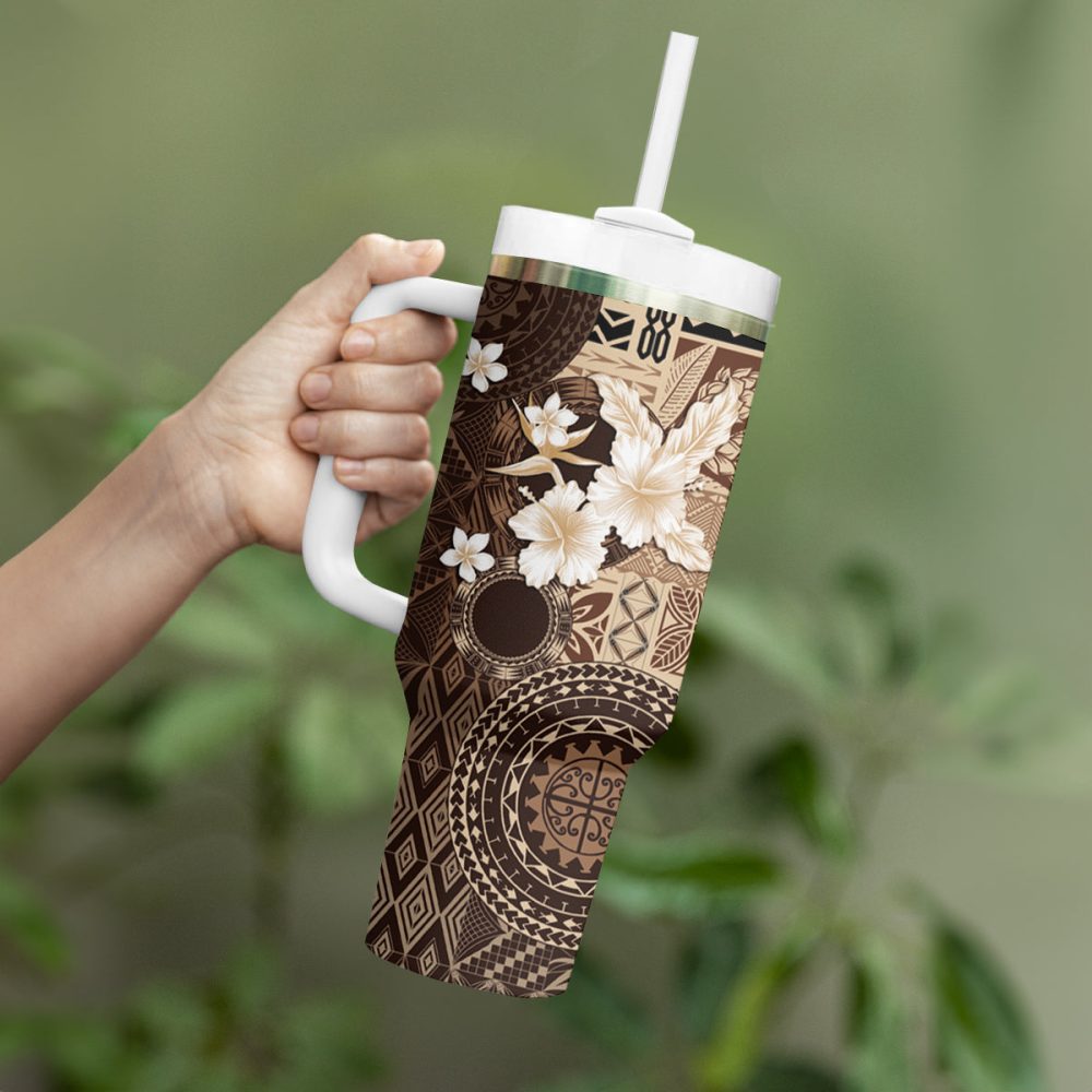 Tropical Hibiscus Flowers Custom Stanley Quencher 40Oz Stainless Steel Tumbler - Image 4