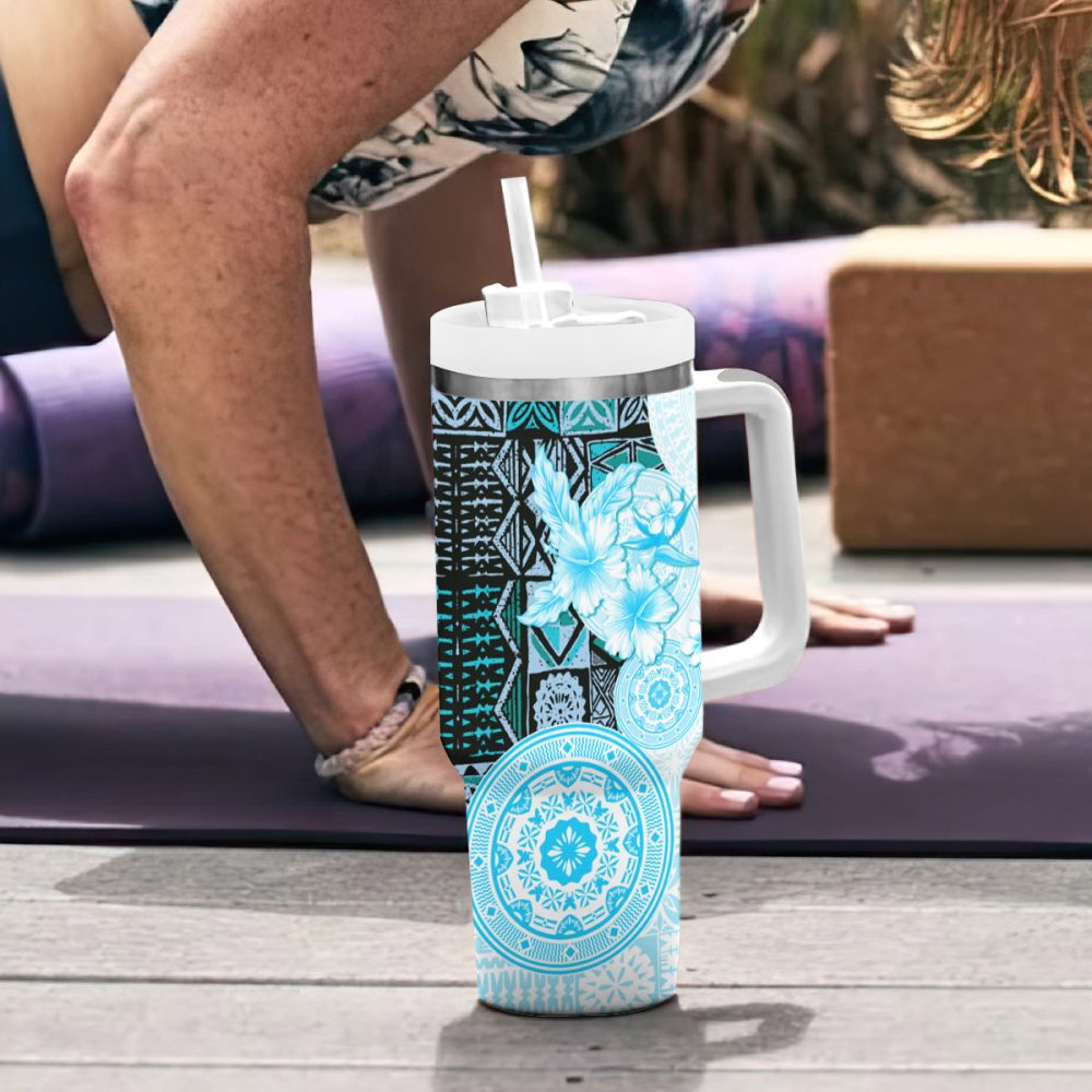 Tropical Hibiscus Flowers Custom Stanley Quencher 40Oz Stainless Steel Tumbler - Image 7