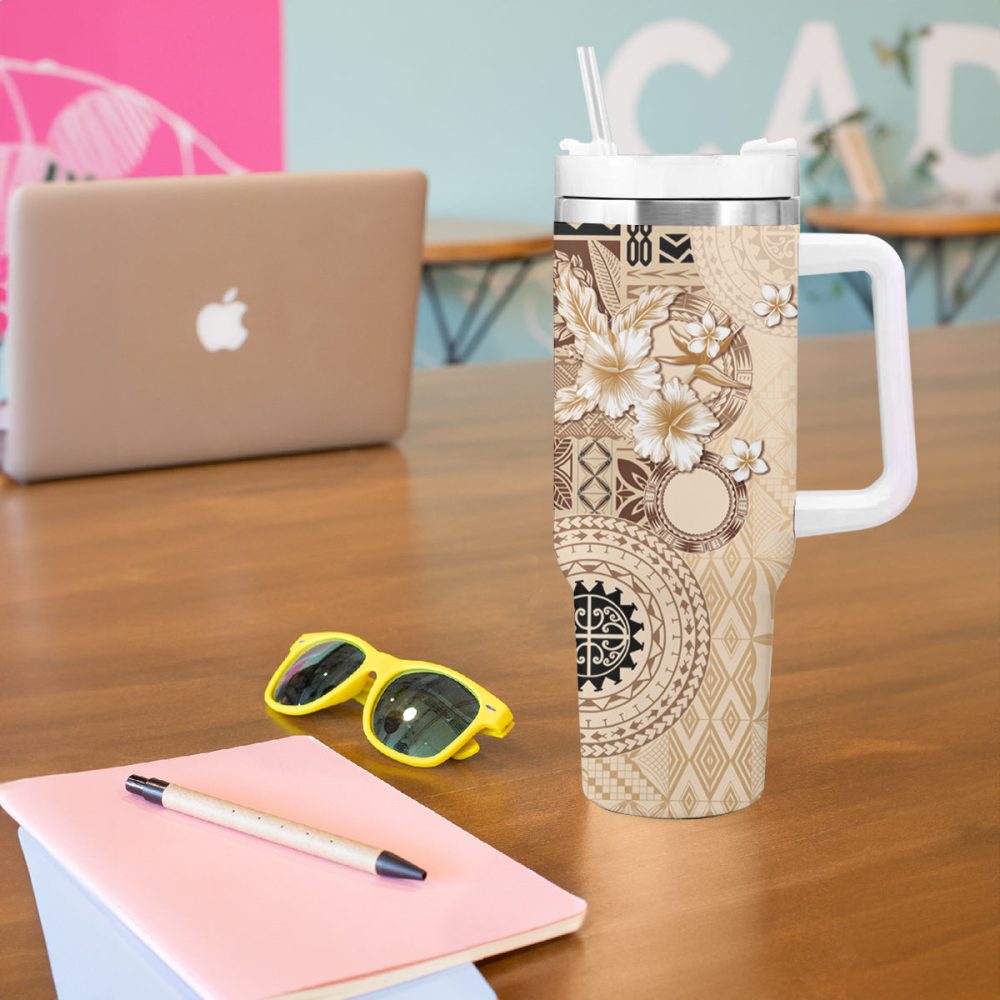 Tropical Hibiscus Flowers Custom Stanley Quencher 40Oz Stainless Steel Tumbler - Image 6