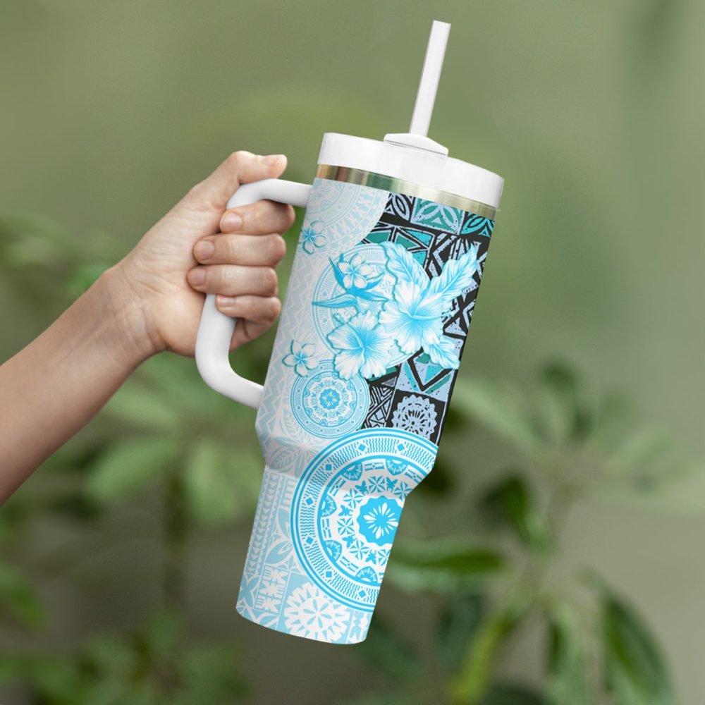 Tropical Hibiscus Flowers Custom Stanley Quencher 40Oz Stainless Steel Tumbler - Image 4