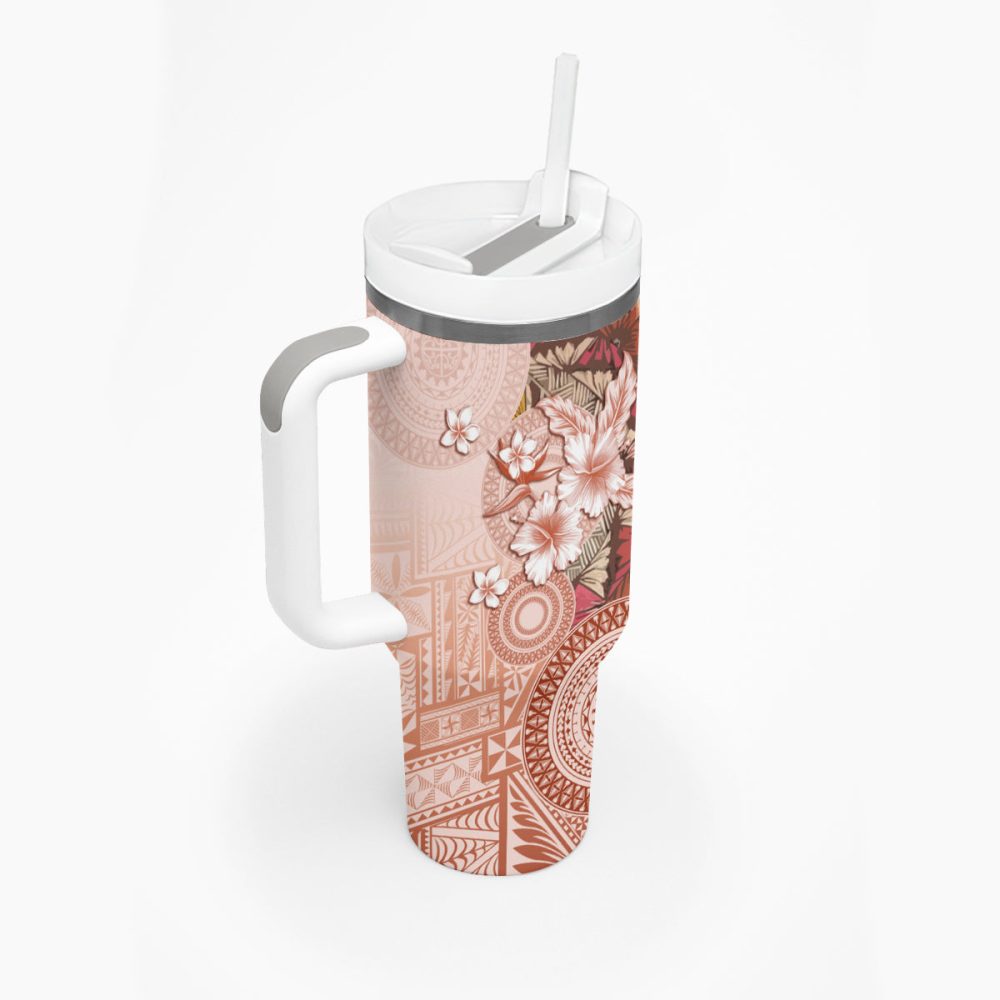 Tropical Hibiscus Flowers Custom Stanley Quencher 40Oz Stainless Steel Tumbler - Image 3