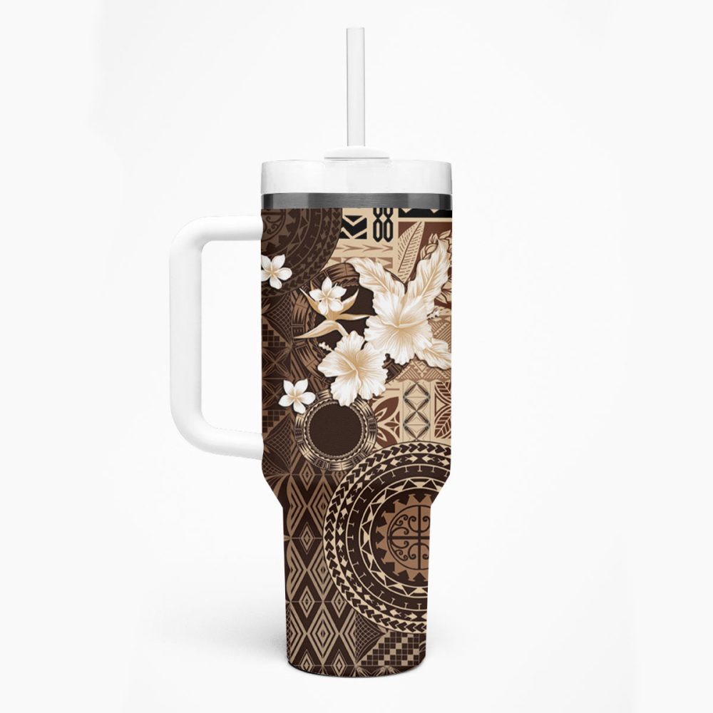 Tropical Hibiscus Flowers Custom Stanley Quencher 40Oz Stainless Steel Tumbler - Image 2
