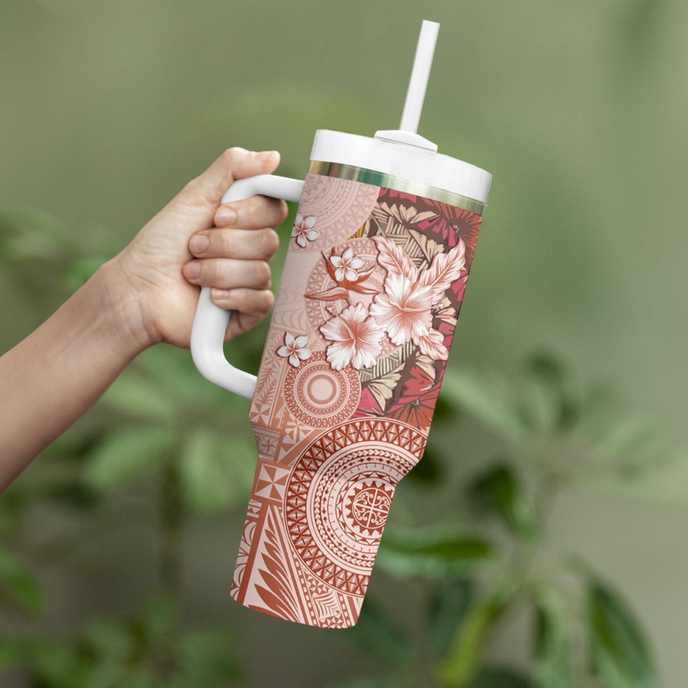 Tropical Hibiscus Flowers Custom Stanley Quencher 40Oz Stainless Steel Tumbler - Image 4