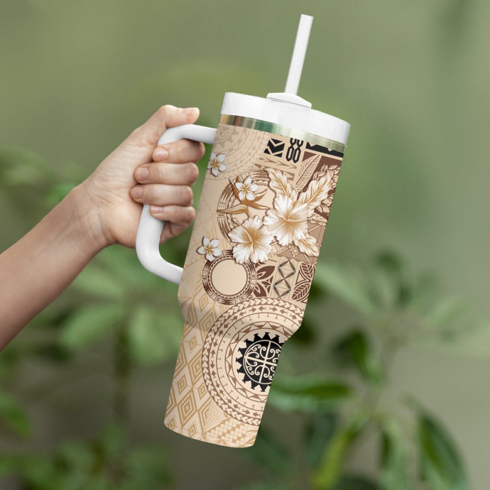Tropical Hibiscus Flowers Custom Stanley Quencher 40Oz Stainless Steel Tumbler - Image 4