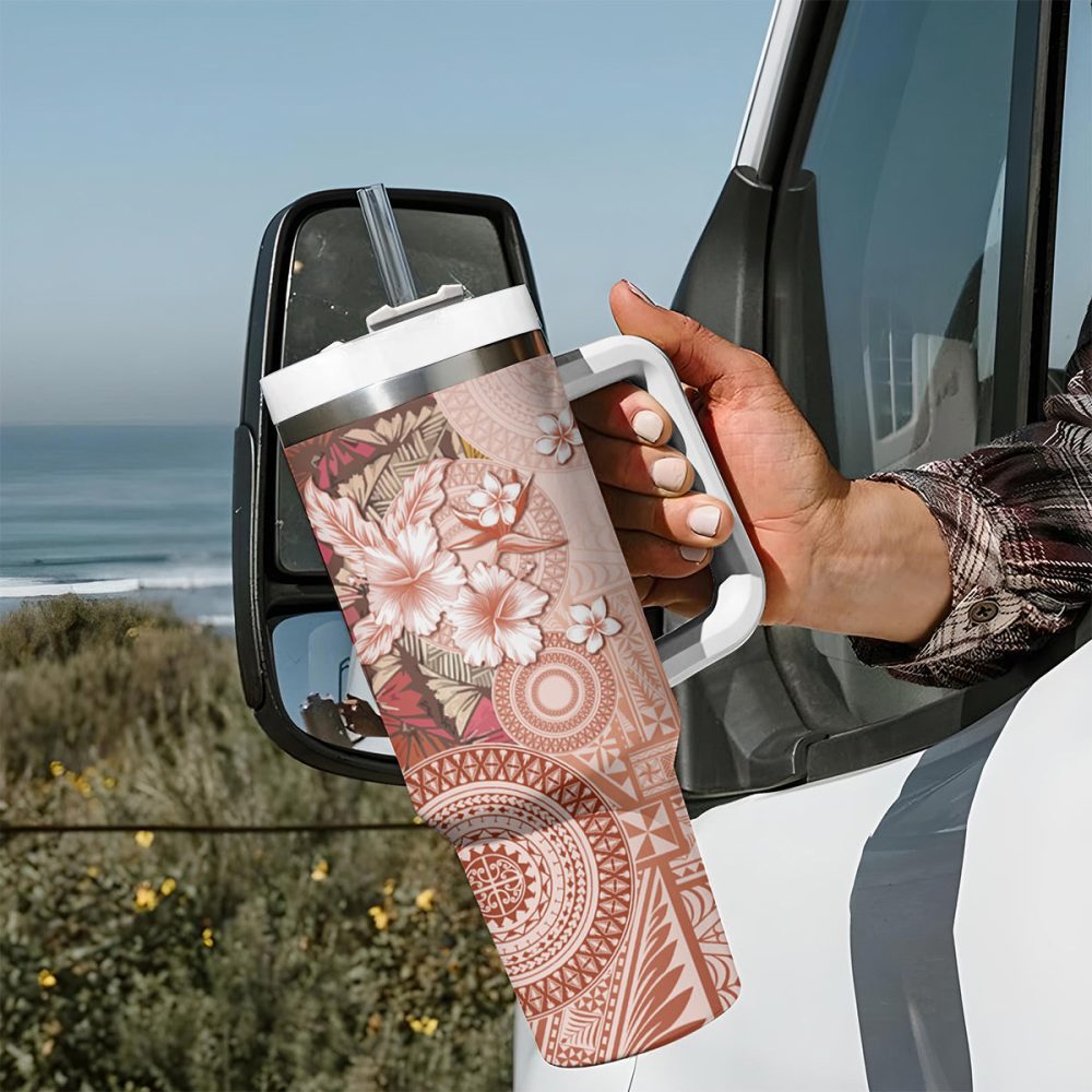 Tropical Hibiscus Flowers Custom Stanley Quencher 40Oz Stainless Steel Tumbler - Image 8