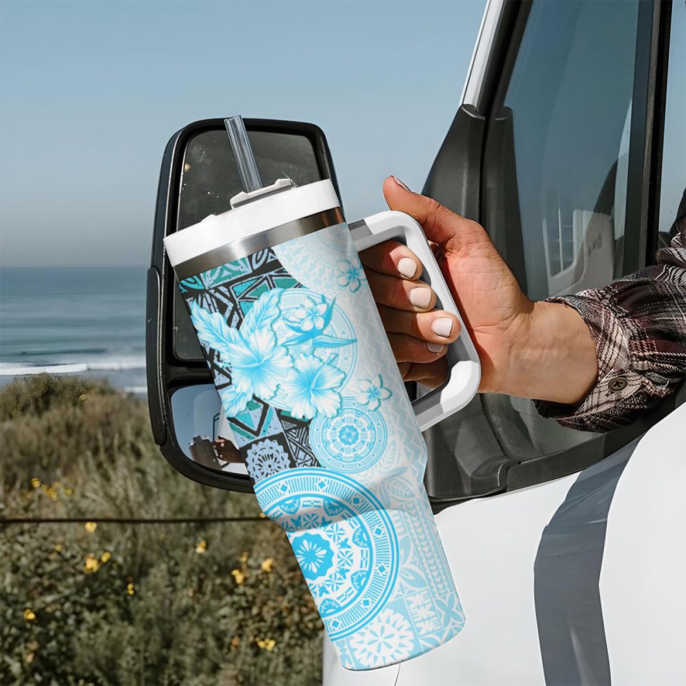 Tropical Hibiscus Flowers Custom Stanley Quencher 40Oz Stainless Steel Tumbler - Image 8