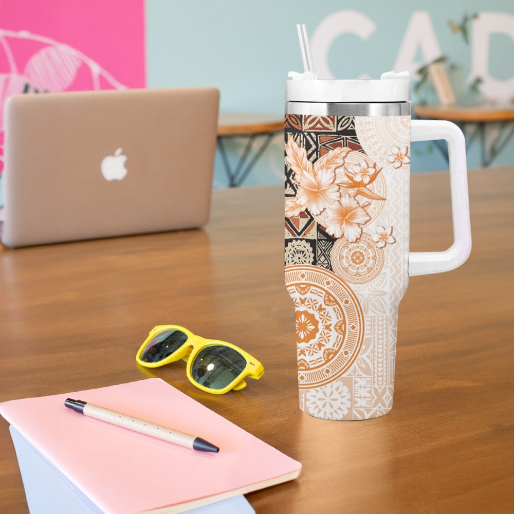 Tropical Hibiscus Flowers Custom Stanley Quencher 40Oz Stainless Steel Tumbler - Image 6