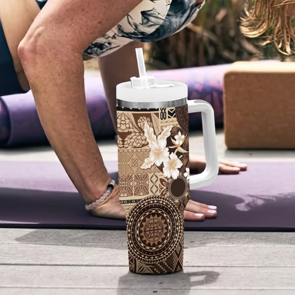 Tropical Hibiscus Flowers Custom Stanley Quencher 40Oz Stainless Steel Tumbler - Image 7