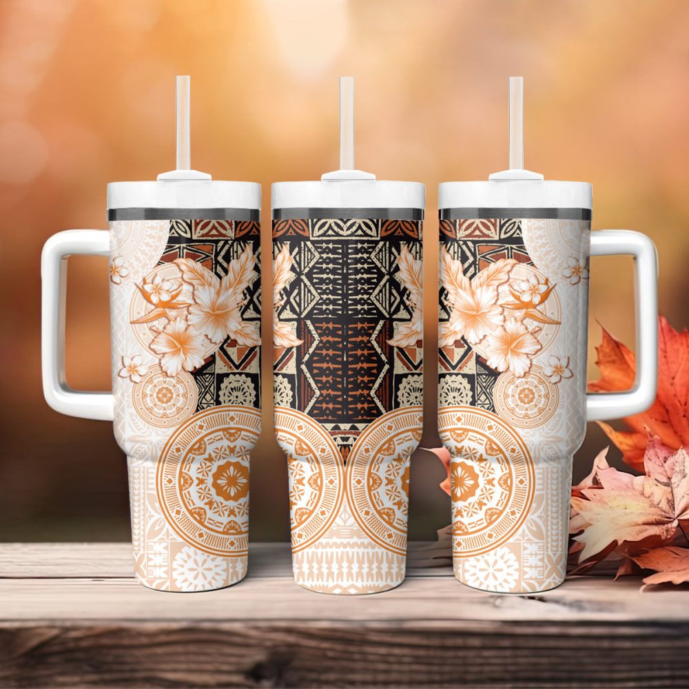 Tropical Hibiscus Flowers Custom Stanley Quencher 40Oz Stainless Steel Tumbler - Image 5