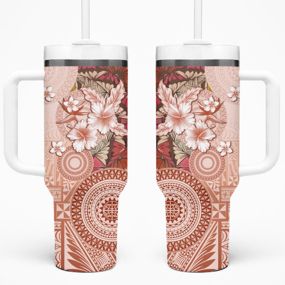 Tropical Hibiscus Flowers Custom Stanley Quencher 40Oz Stainless Steel Tumbler