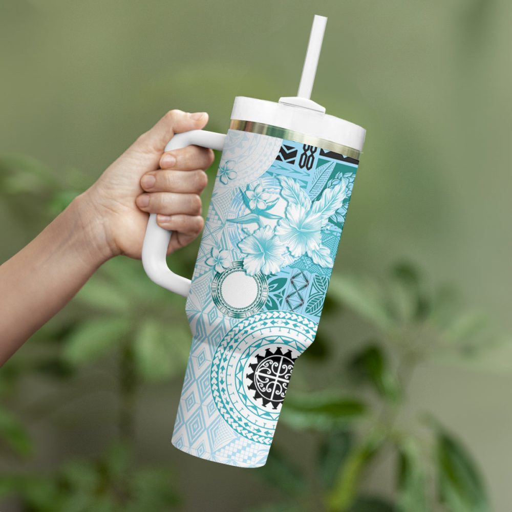 Tropical Hibiscus Flowers Custom Stanley Quencher 40Oz Stainless Steel Tumbler - Image 4