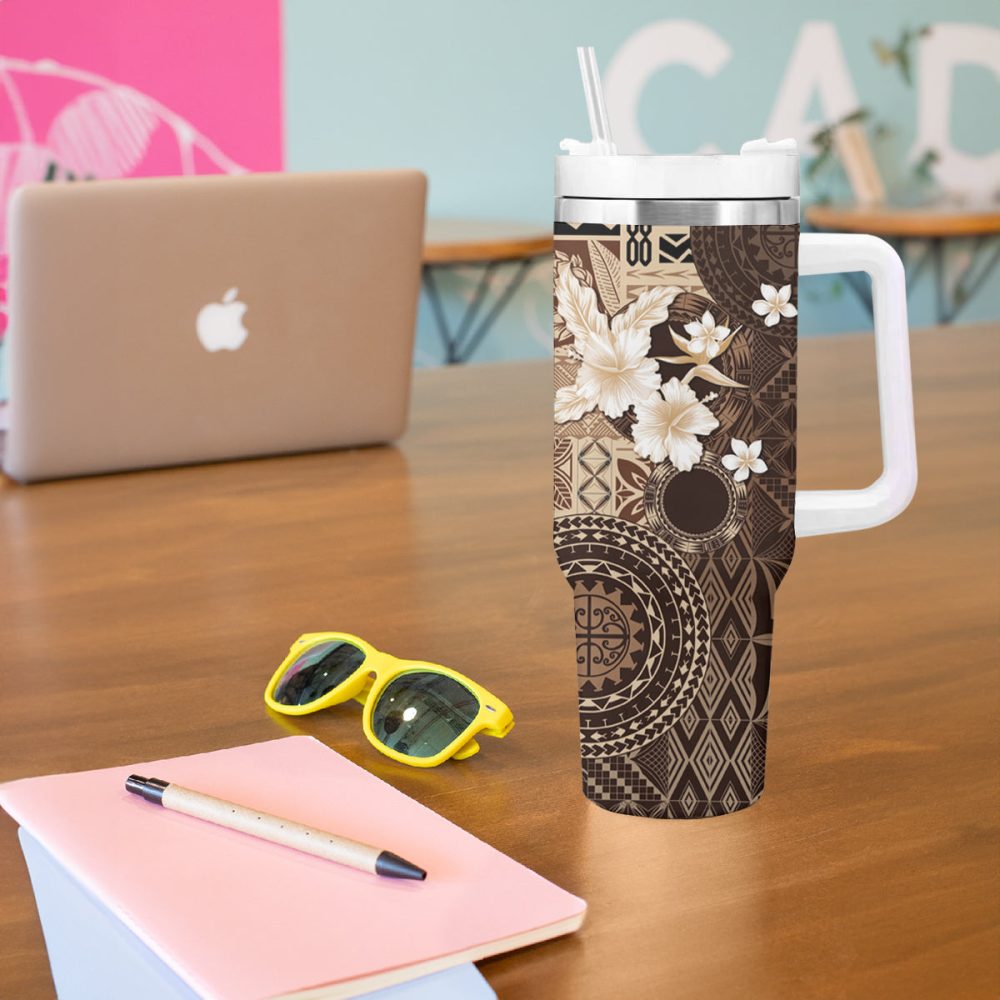 Tropical Hibiscus Flowers Custom Stanley Quencher 40Oz Stainless Steel Tumbler - Image 6
