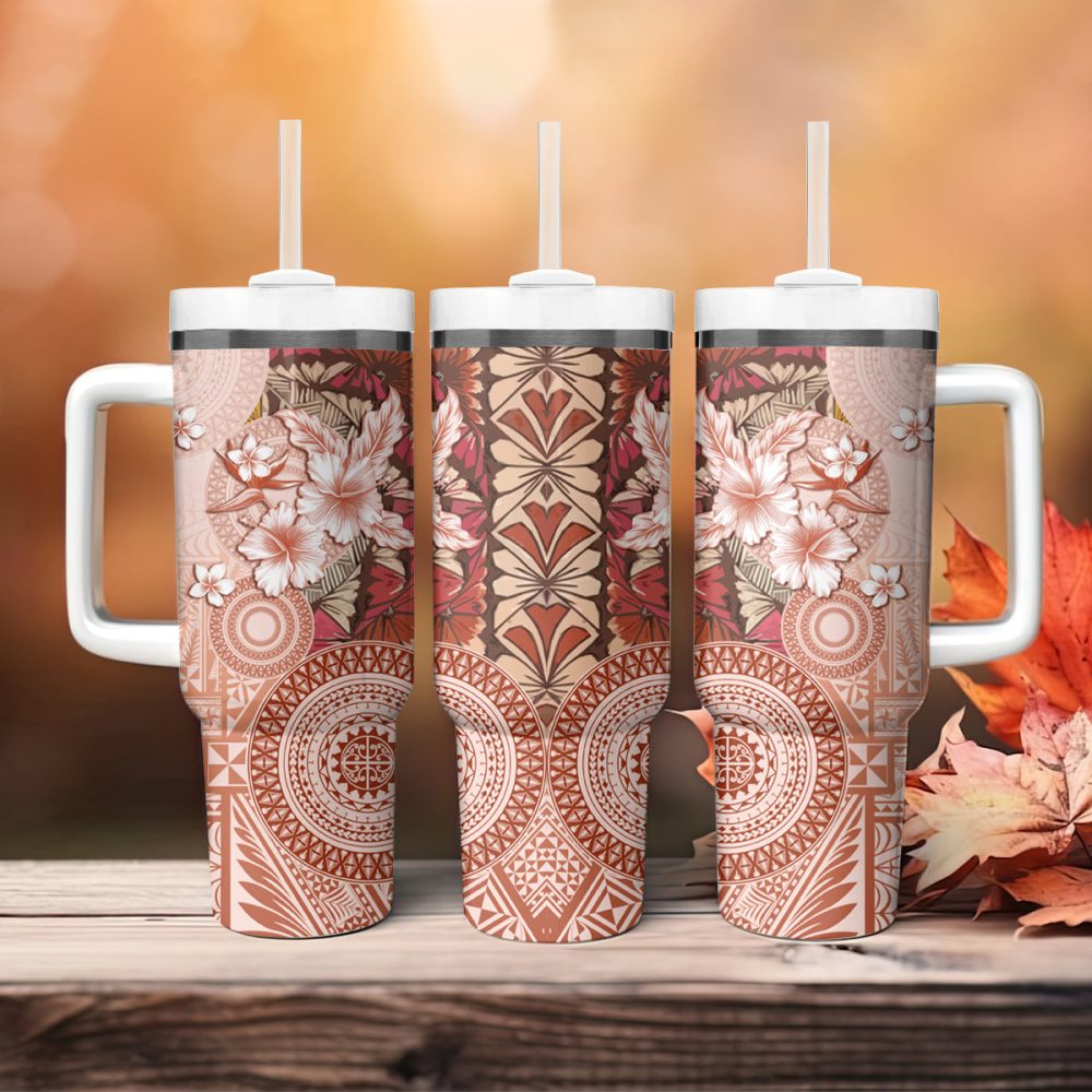 Tropical Hibiscus Flowers Custom Stanley Quencher 40Oz Stainless Steel Tumbler - Image 5
