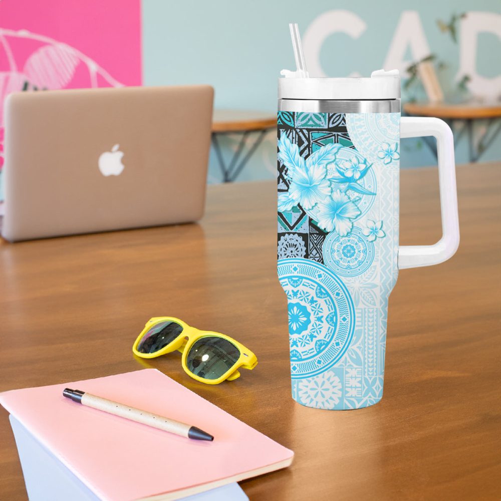 Tropical Hibiscus Flowers Custom Stanley Quencher 40Oz Stainless Steel Tumbler - Image 6
