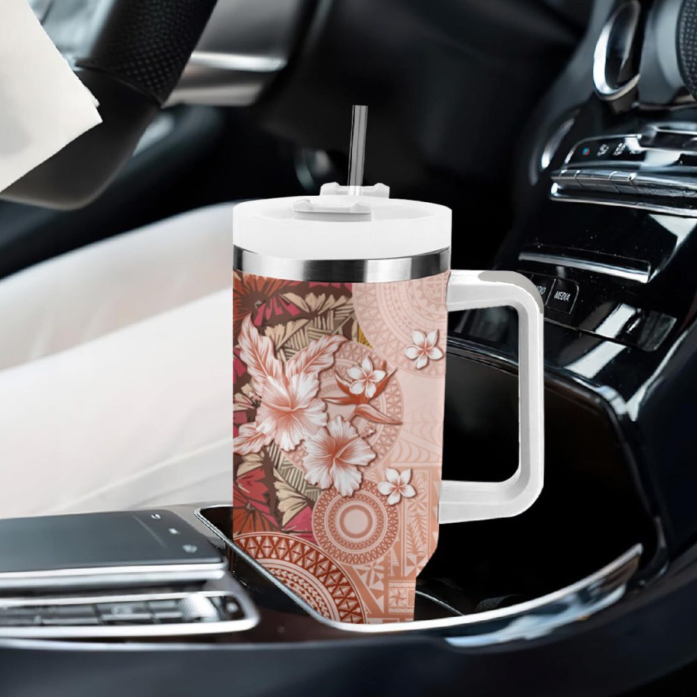 Tropical Hibiscus Flowers Custom Stanley Quencher 40Oz Stainless Steel Tumbler - Image 9