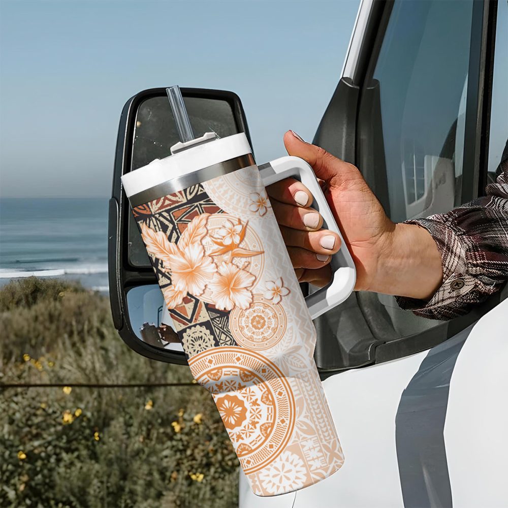 Tropical Hibiscus Flowers Custom Stanley Quencher 40Oz Stainless Steel Tumbler - Image 8