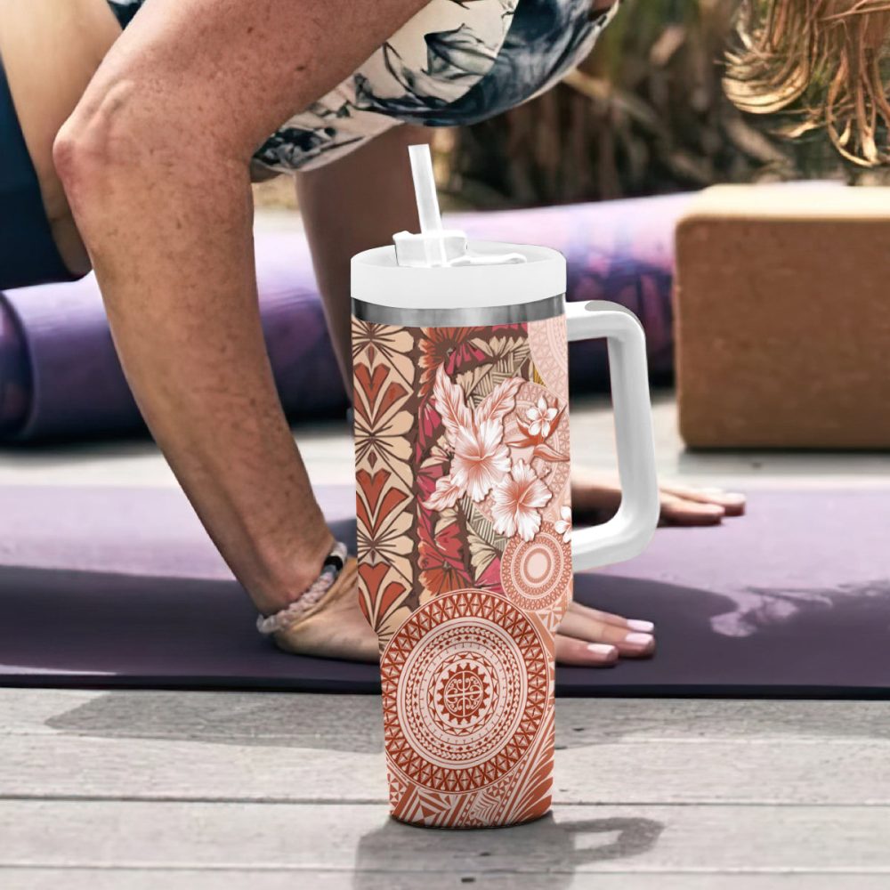 Tropical Hibiscus Flowers Custom Stanley Quencher 40Oz Stainless Steel Tumbler - Image 7