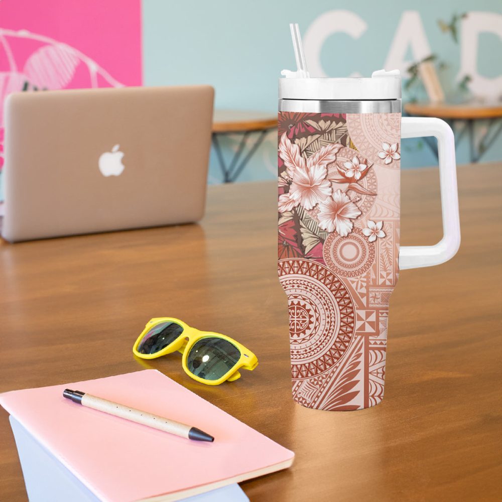 Tropical Hibiscus Flowers Custom Stanley Quencher 40Oz Stainless Steel Tumbler - Image 6