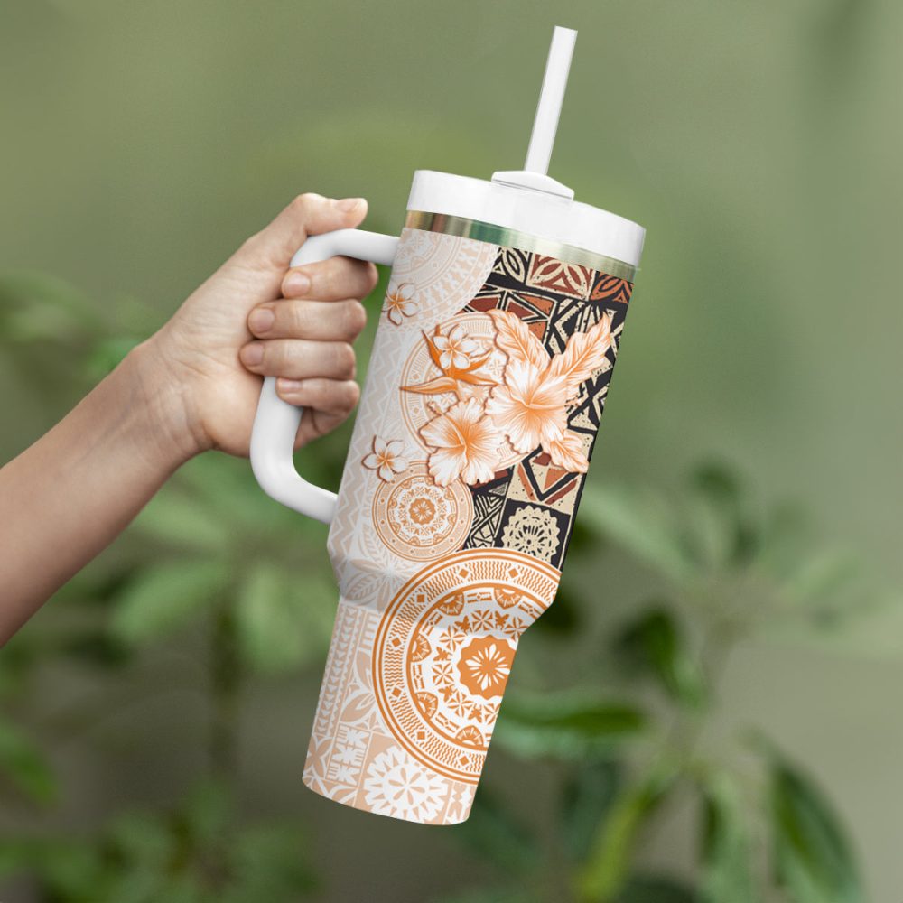 Tropical Hibiscus Flowers Custom Stanley Quencher 40Oz Stainless Steel Tumbler - Image 4