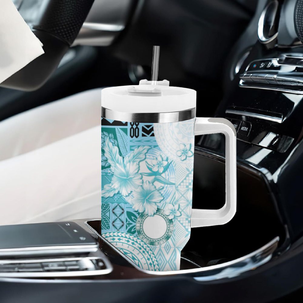 Tropical Hibiscus Flowers Custom Stanley Quencher 40Oz Stainless Steel Tumbler - Image 9