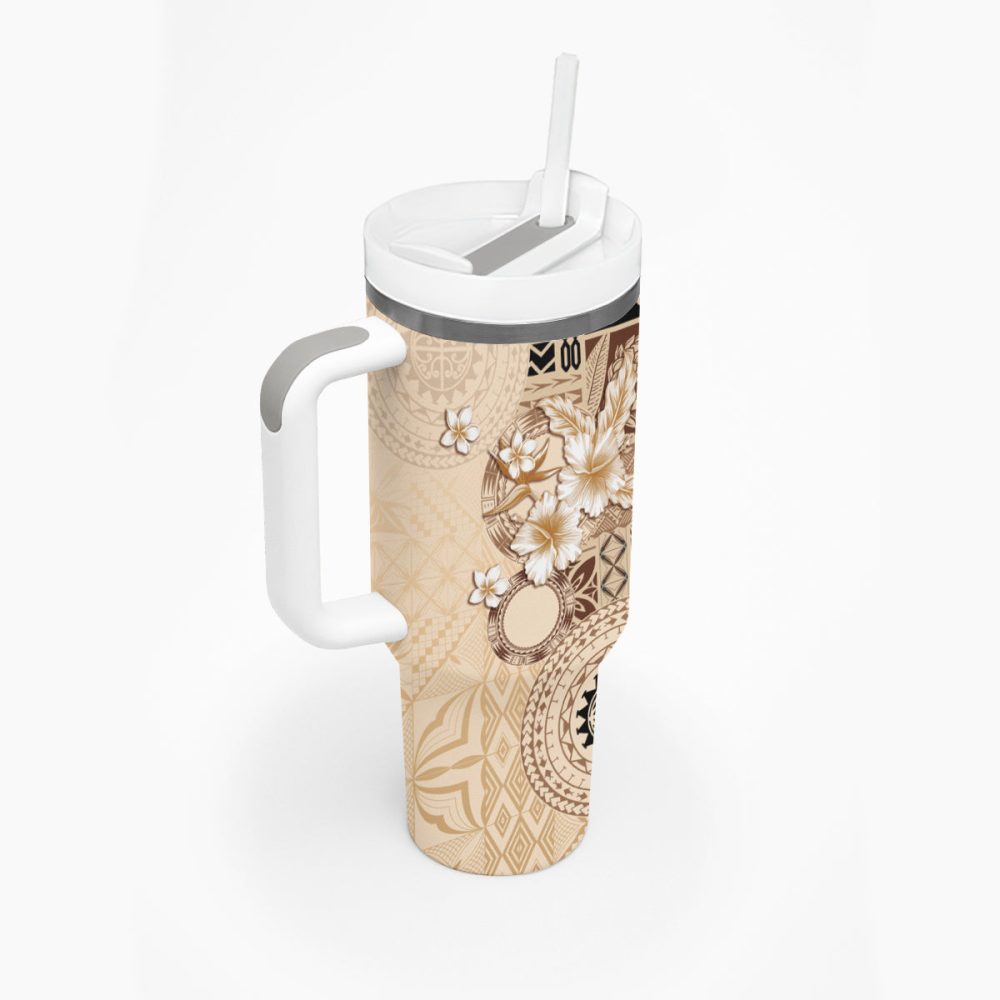 Tropical Hibiscus Flowers Custom Stanley Quencher 40Oz Stainless Steel Tumbler - Image 3