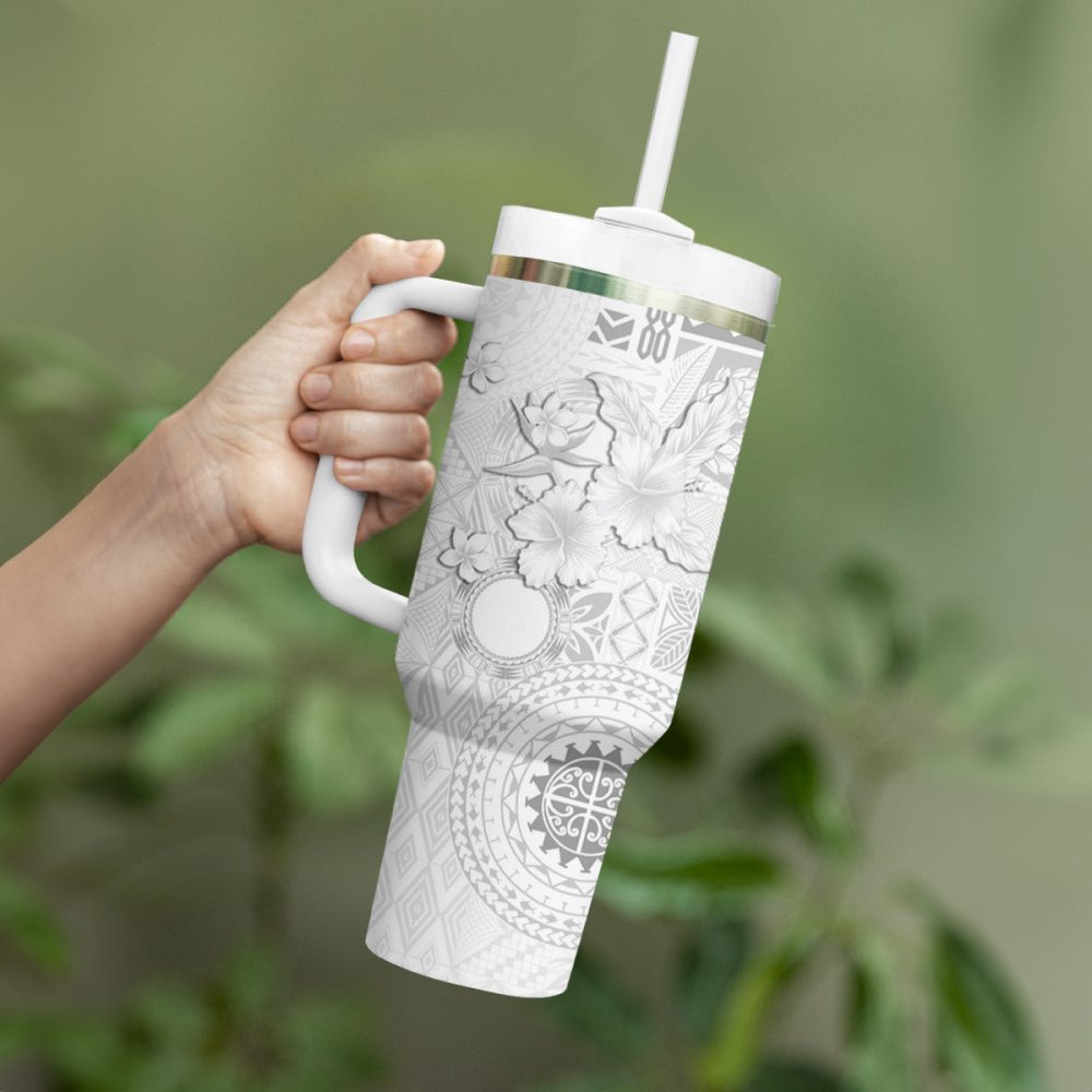 Tropical Hibiscus Flowers Custom Stanley Quencher 40Oz Stainless Steel Tumbler - Image 4