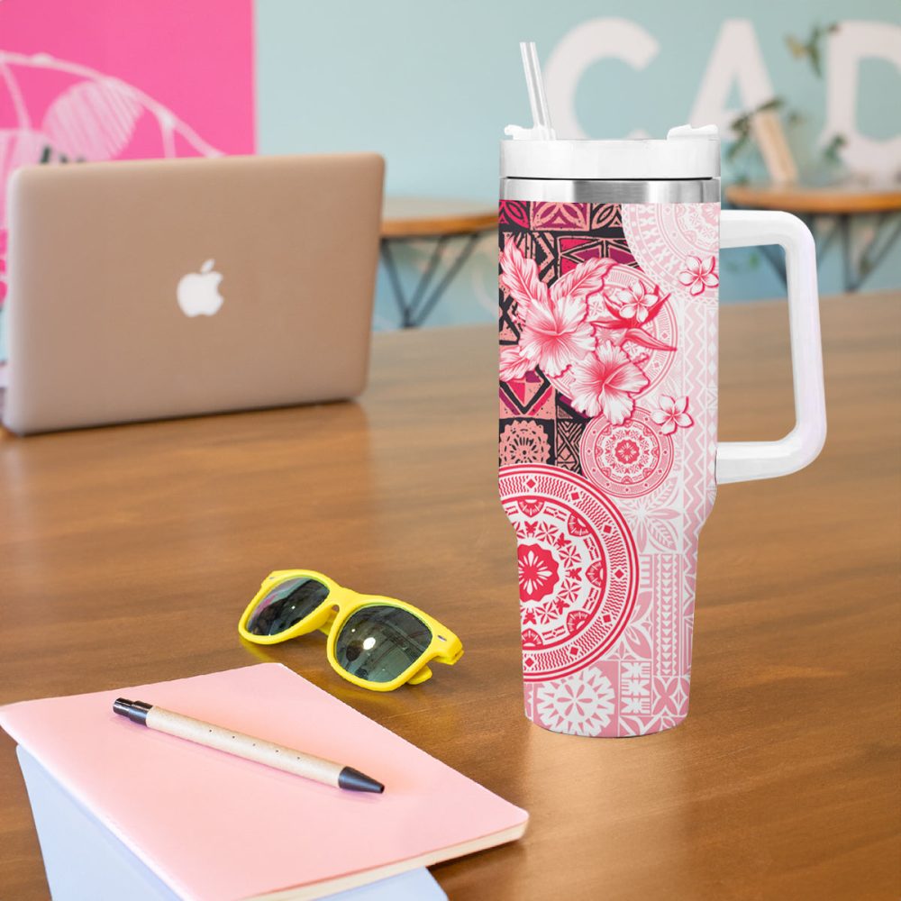 Tropical Hibiscus Flowers Custom Stanley Quencher 40Oz Stainless Steel Tumbler - Image 6