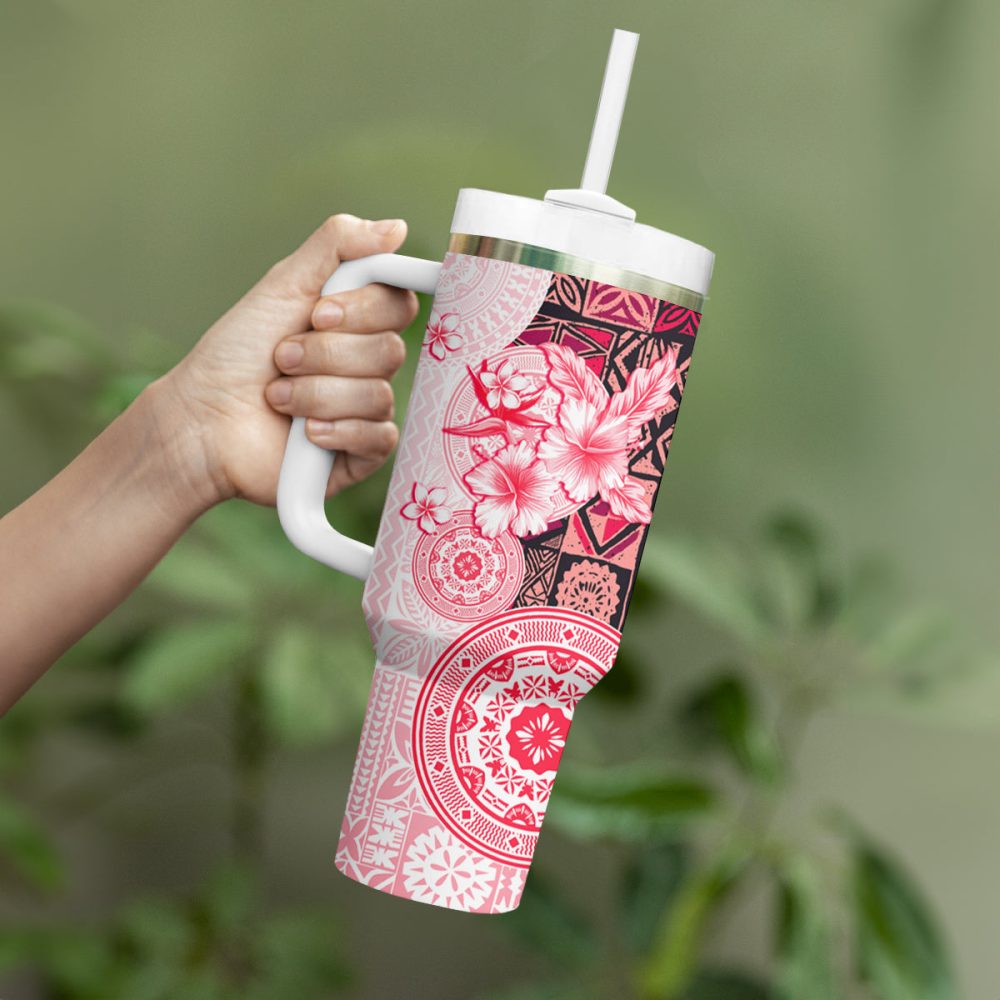 Tropical Hibiscus Flowers Custom Stanley Quencher 40Oz Stainless Steel Tumbler - Image 4