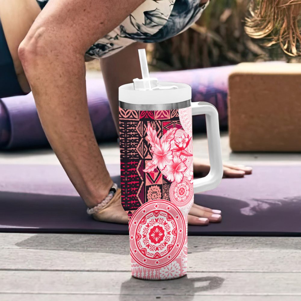 Tropical Hibiscus Flowers Custom Stanley Quencher 40Oz Stainless Steel Tumbler - Image 7