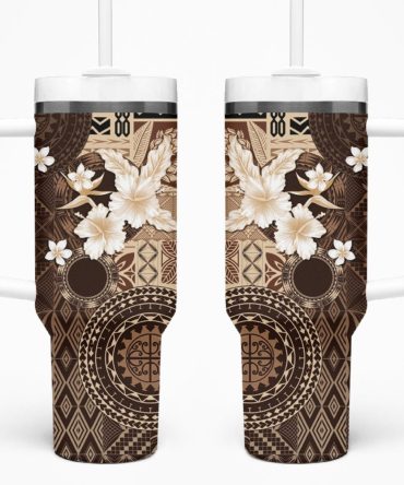 Tropical Hibiscus Flowers Custom Stanley Quencher 40Oz Stainless Steel Tumbler