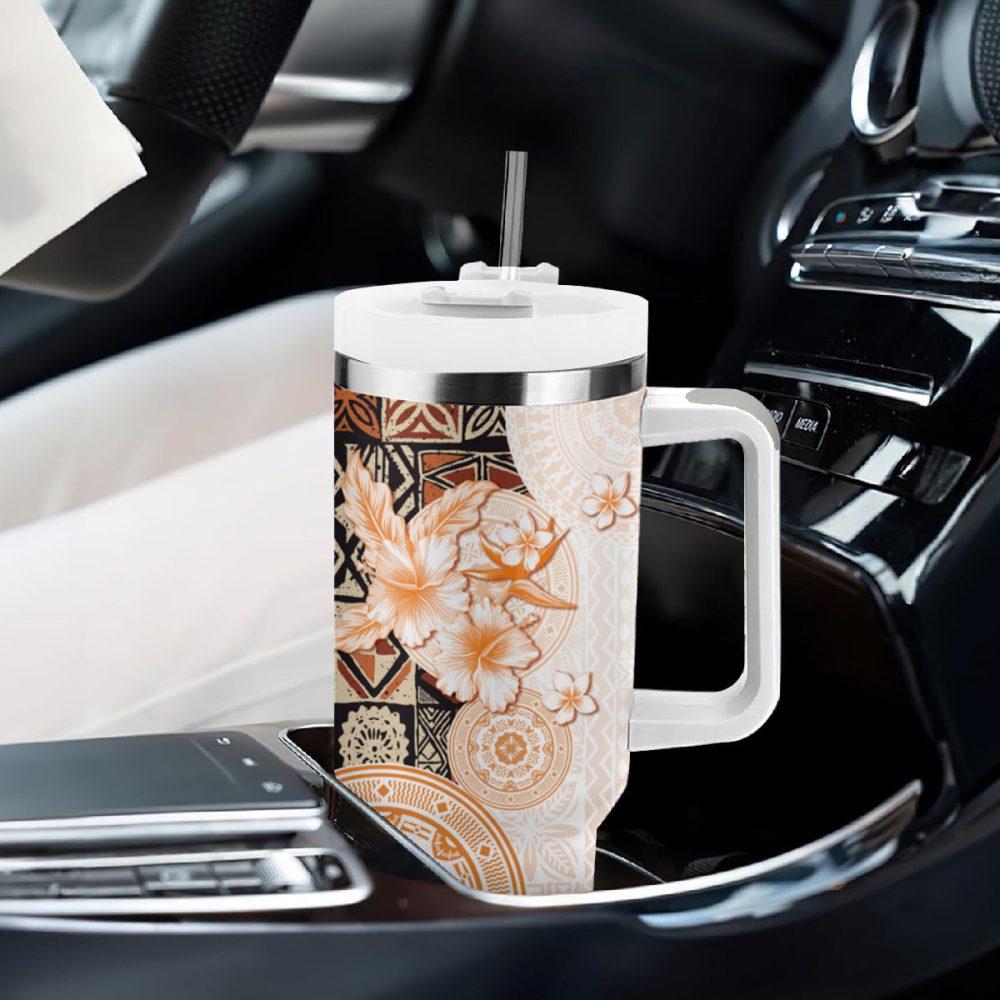 Tropical Hibiscus Flowers Custom Stanley Quencher 40Oz Stainless Steel Tumbler - Image 9