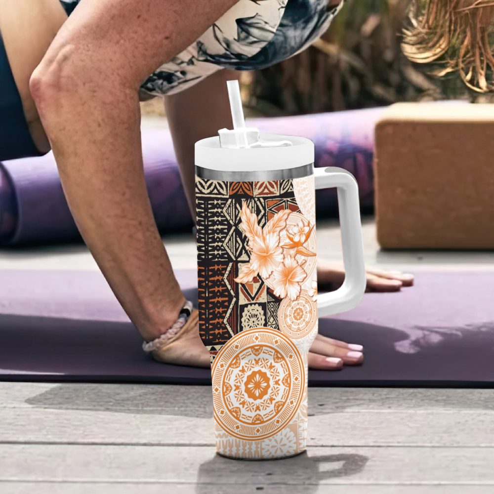 Tropical Hibiscus Flowers Custom Stanley Quencher 40Oz Stainless Steel Tumbler - Image 7