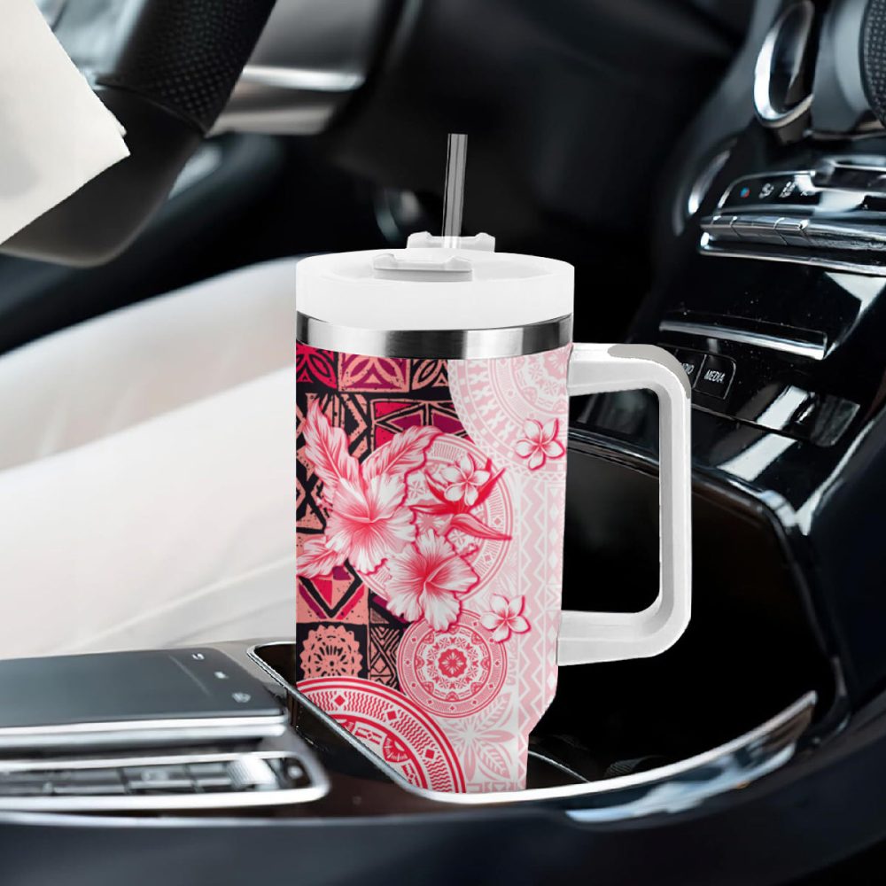 Tropical Hibiscus Flowers Custom Stanley Quencher 40Oz Stainless Steel Tumbler - Image 9