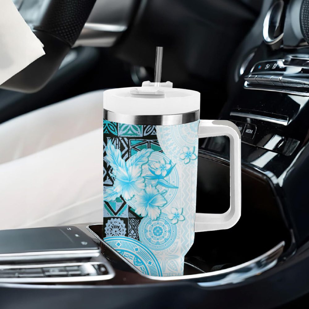 Tropical Hibiscus Flowers Custom Stanley Quencher 40Oz Stainless Steel Tumbler - Image 9