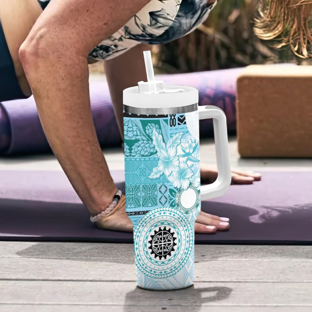 Tropical Hibiscus Flowers Custom Stanley Quencher 40Oz Stainless Steel Tumbler - Image 7
