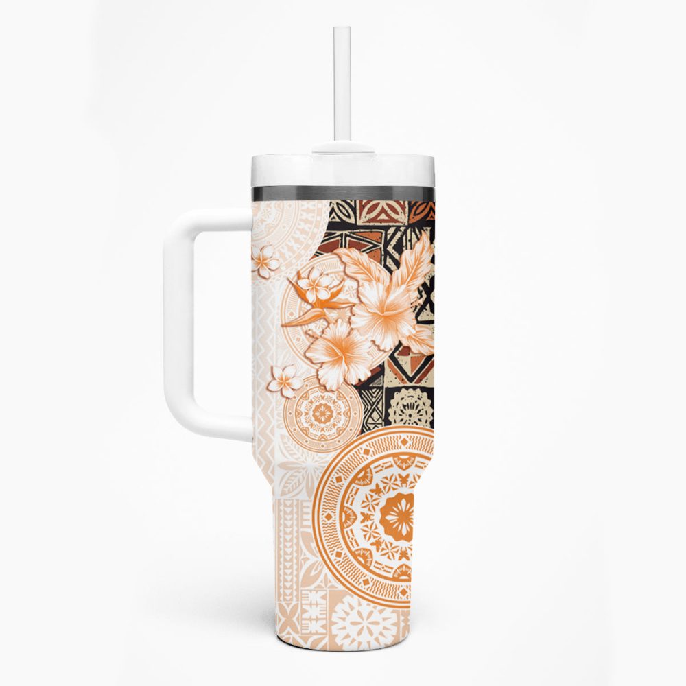 Tropical Hibiscus Flowers Custom Stanley Quencher 40Oz Stainless Steel Tumbler - Image 2