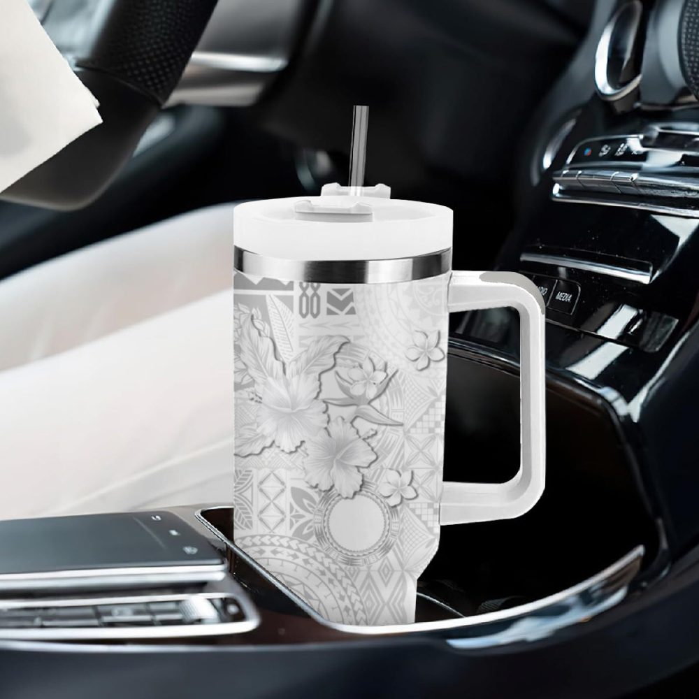 Tropical Hibiscus Flowers Custom Stanley Quencher 40Oz Stainless Steel Tumbler - Image 9