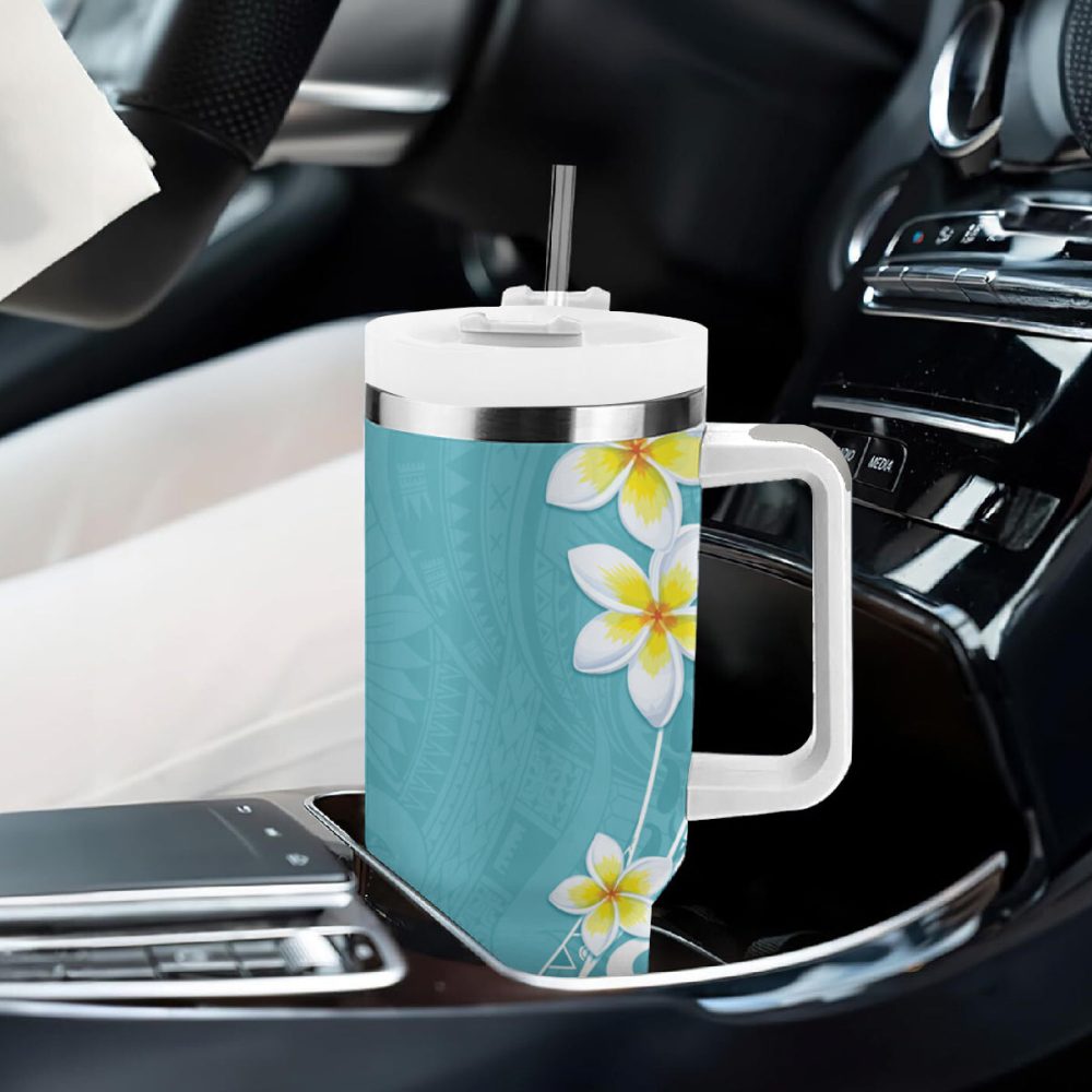 Tropical Plumeria Flowers Custom Stanley Quencher 40Oz Stainless Steel Tumbler - Image 9