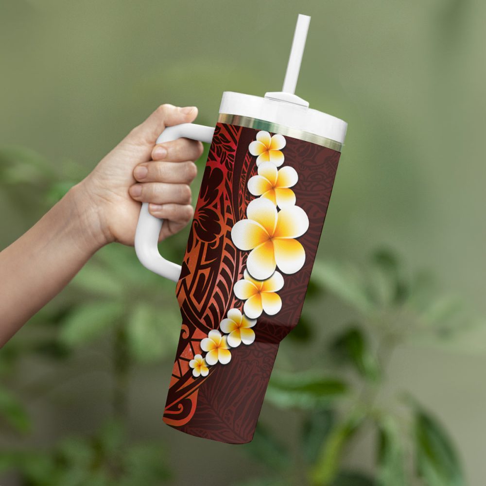 Tropical Plumeria Flowers Custom Stanley Quencher 40Oz Stainless Steel Tumbler - Image 4