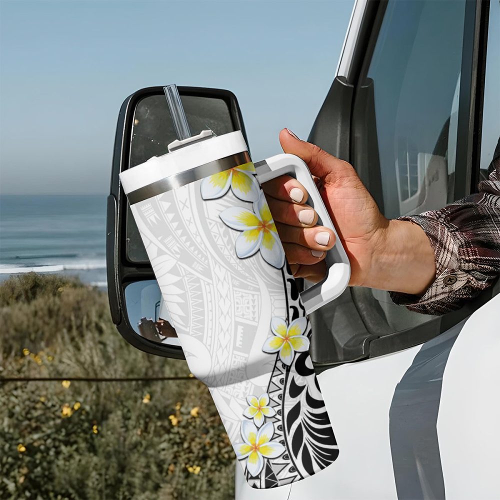 Tropical Plumeria Flowers Custom Stanley Quencher 40Oz Stainless Steel Tumbler - Image 8