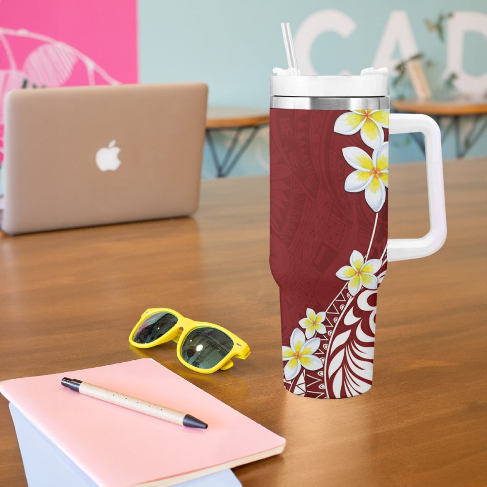 Tropical Plumeria Flowers Custom Stanley Quencher 40Oz Stainless Steel Tumbler - Image 6