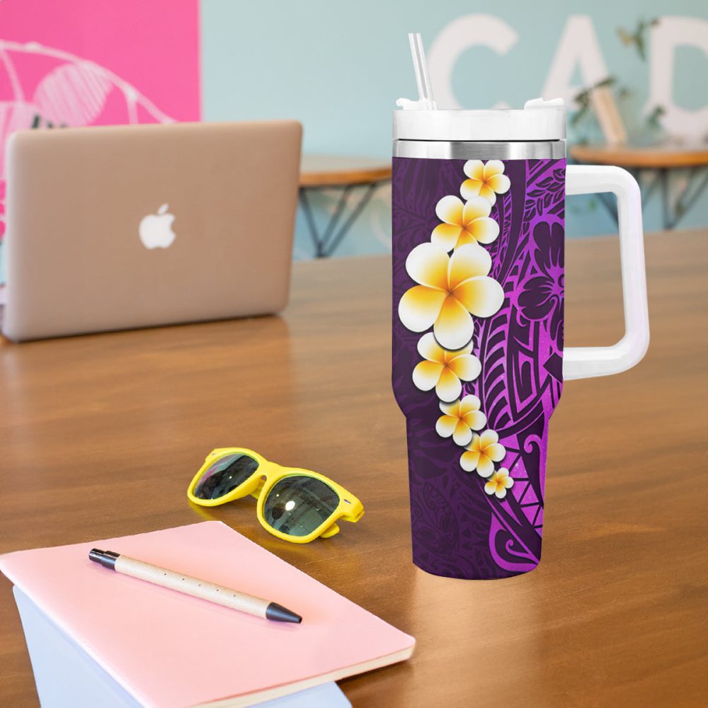 Tropical Plumeria Flowers Custom Stanley Quencher 40Oz Stainless Steel Tumbler - Image 6