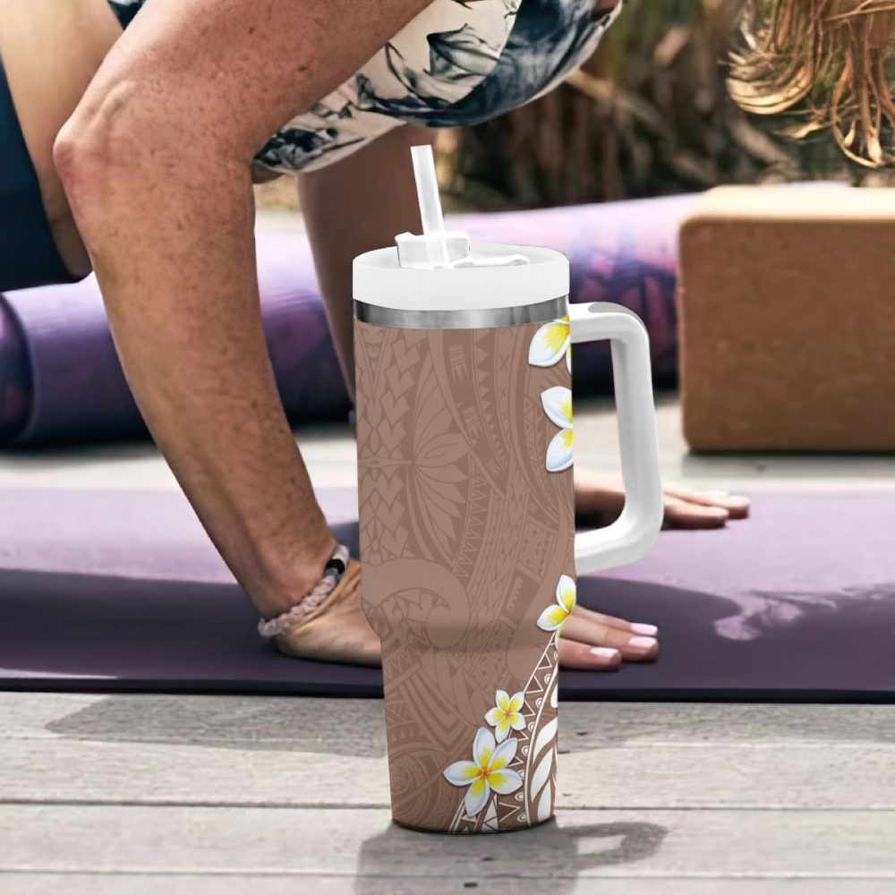 Tropical Plumeria Flowers Custom Stanley Quencher 40Oz Stainless Steel Tumbler - Image 7