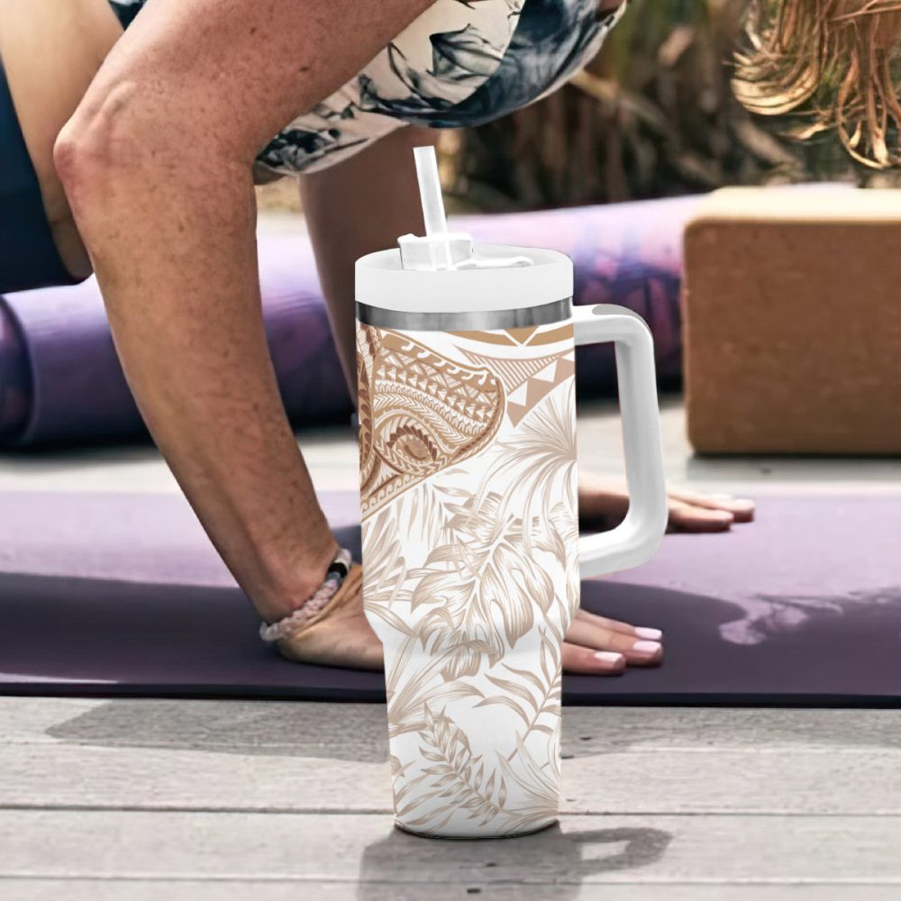 Tropical Plumeria Flowers Custom Stanley Quencher 40Oz Stainless Steel Tumbler - Image 7