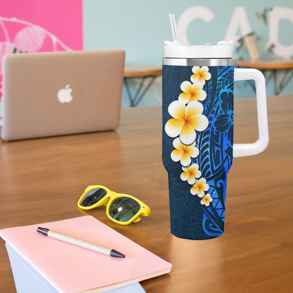 Tropical Plumeria Flowers Custom Stanley Quencher 40Oz Stainless Steel Tumbler - Image 6