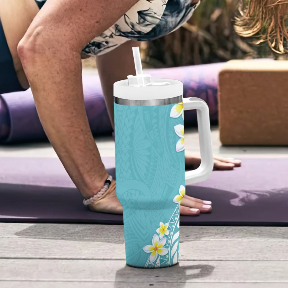 Tropical Plumeria Flowers Custom Stanley Quencher 40Oz Stainless Steel Tumbler - Image 7