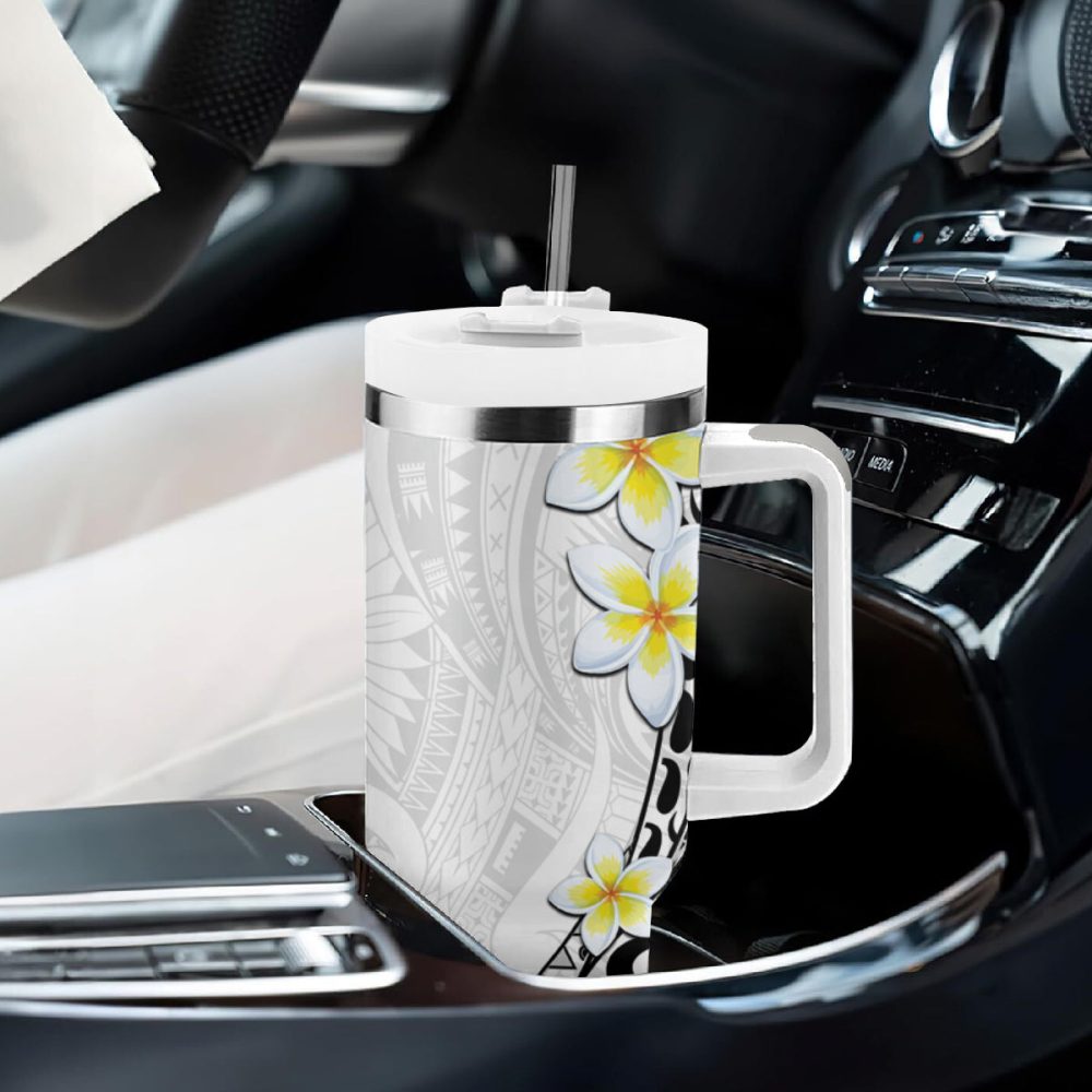 Tropical Plumeria Flowers Custom Stanley Quencher 40Oz Stainless Steel Tumbler - Image 9