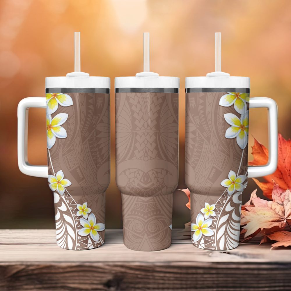 Tropical Plumeria Flowers Custom Stanley Quencher 40Oz Stainless Steel Tumbler - Image 5